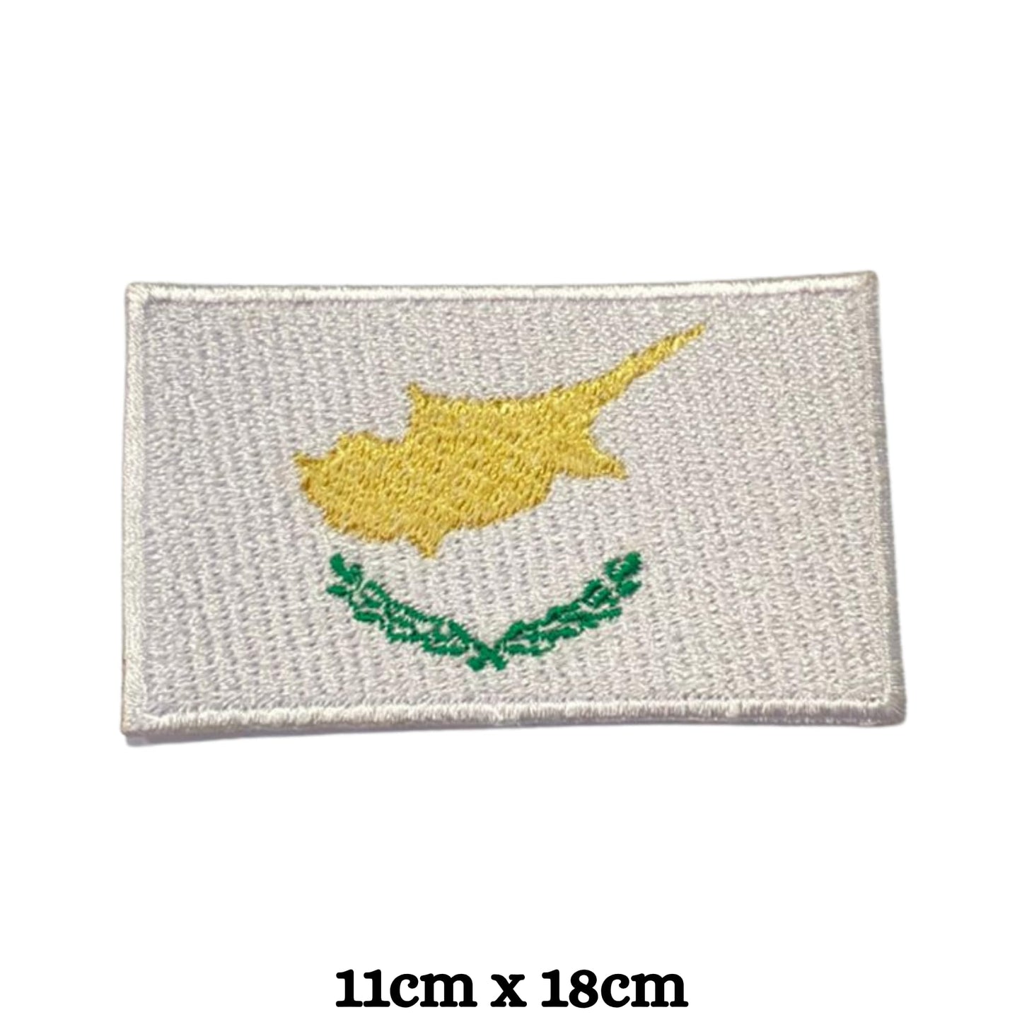 Cyprus Flag Embroidered Patch Set, Iron-On or Sew-On Applique Badges, Rectangle Shield Round Heart Shapes, for Jackets, Backpacks, Hats, Uniforms and Various Sizes