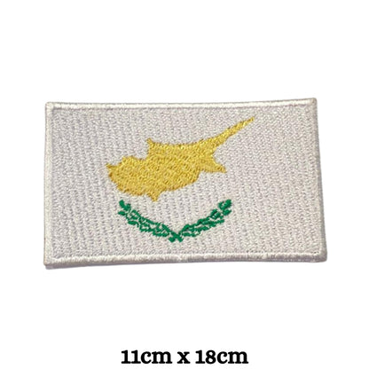 Cyprus Flag Embroidered Patch Set, Iron-On or Sew-On Applique Badges, Rectangle Shield Round Heart Shapes, for Jackets, Backpacks, Hats, Uniforms and Various Sizes