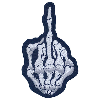 Skeleton Middle Finger Flipping Embroidery Iron-On Patches for Clothing Sew-On Applique for DIY Crafts Denim Jackets Jeans Backpacks