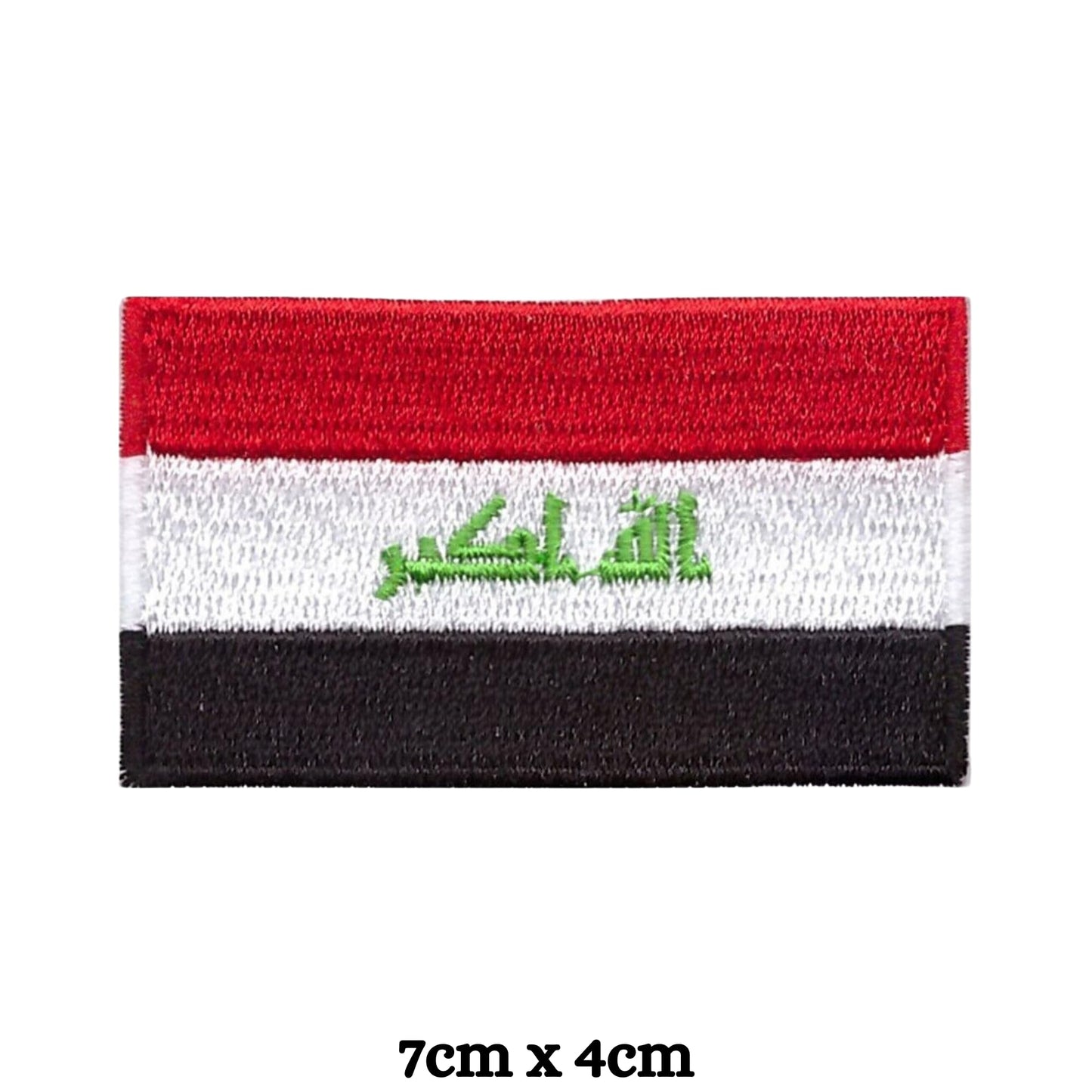 Iraq Flag Embroidered Patch Set, Iron-On or Sew-On Applique Badges, Rectangle Shield Round Heart Shapes, for Jackets, Backpacks, Hats, Uniforms and Various Sizes