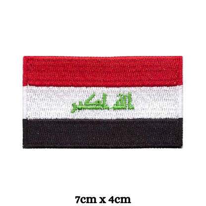 Iraq Flag Embroidered Patch Set, Iron-On or Sew-On Applique Badges, Rectangle Shield Round Heart Shapes, for Jackets, Backpacks, Hats, Uniforms and Various Sizes