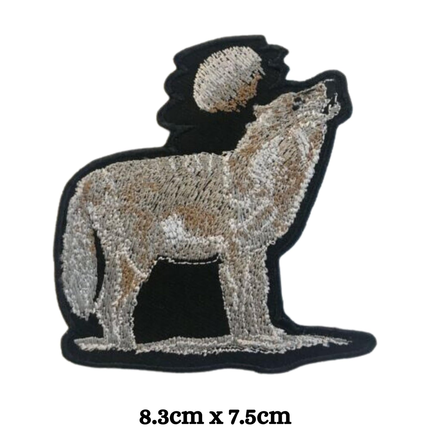 Wolf with Full Moon Embroidery Iron-On Patches for Clothing Sew-On Applique for DIY Crafts Denim Jackets Jeans Backpacks