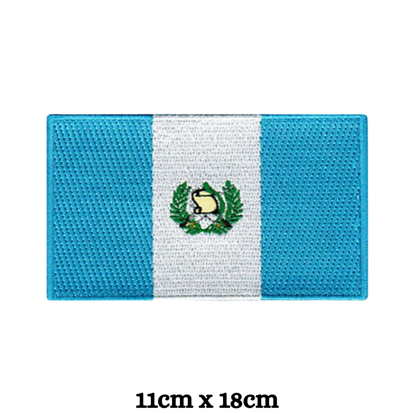 Guatemala Flag Embroidered Patch Set, Iron-On or Sew-On Applique Badges, Rectangle Shield Round Heart Shapes, for Jackets, Backpacks, Hats, Uniforms and Various Sizes