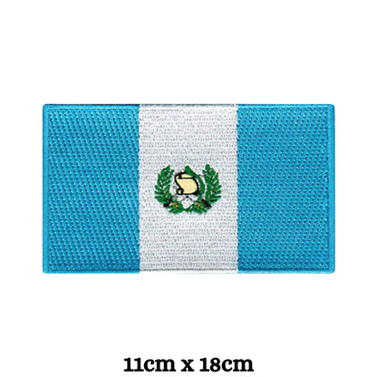 Guatemala Flag Embroidered Patch Set, Iron-On or Sew-On Applique Badges, Rectangle Shield Round Heart Shapes, for Jackets, Backpacks, Hats, Uniforms and Various Sizes