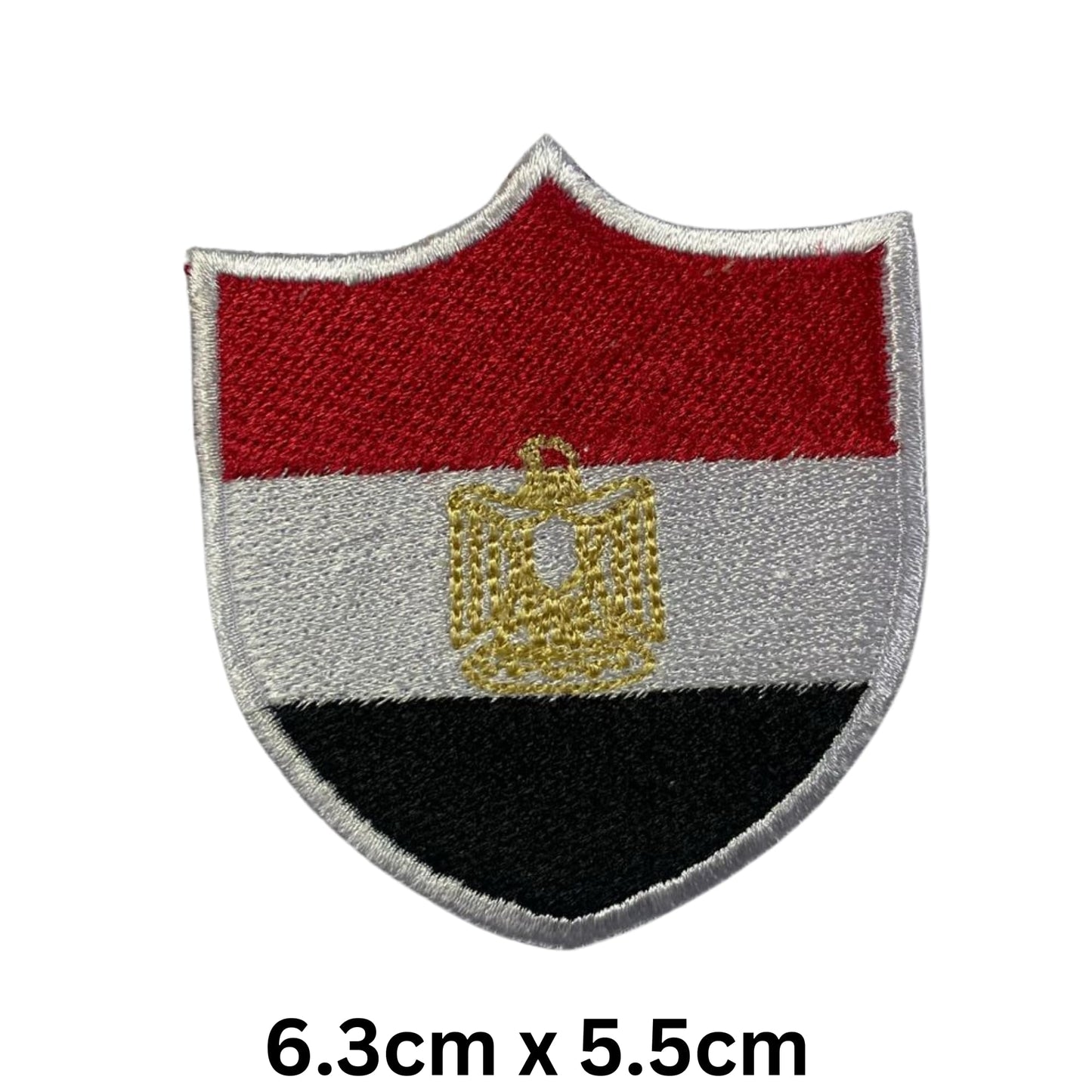 Egypt Flag Embroidered Patches, Iron-On/Sew-On Applique, Shield, Round, Heart and Rectangle Flag Badges for Jackets, Bags, Uniforms, Various Sizes