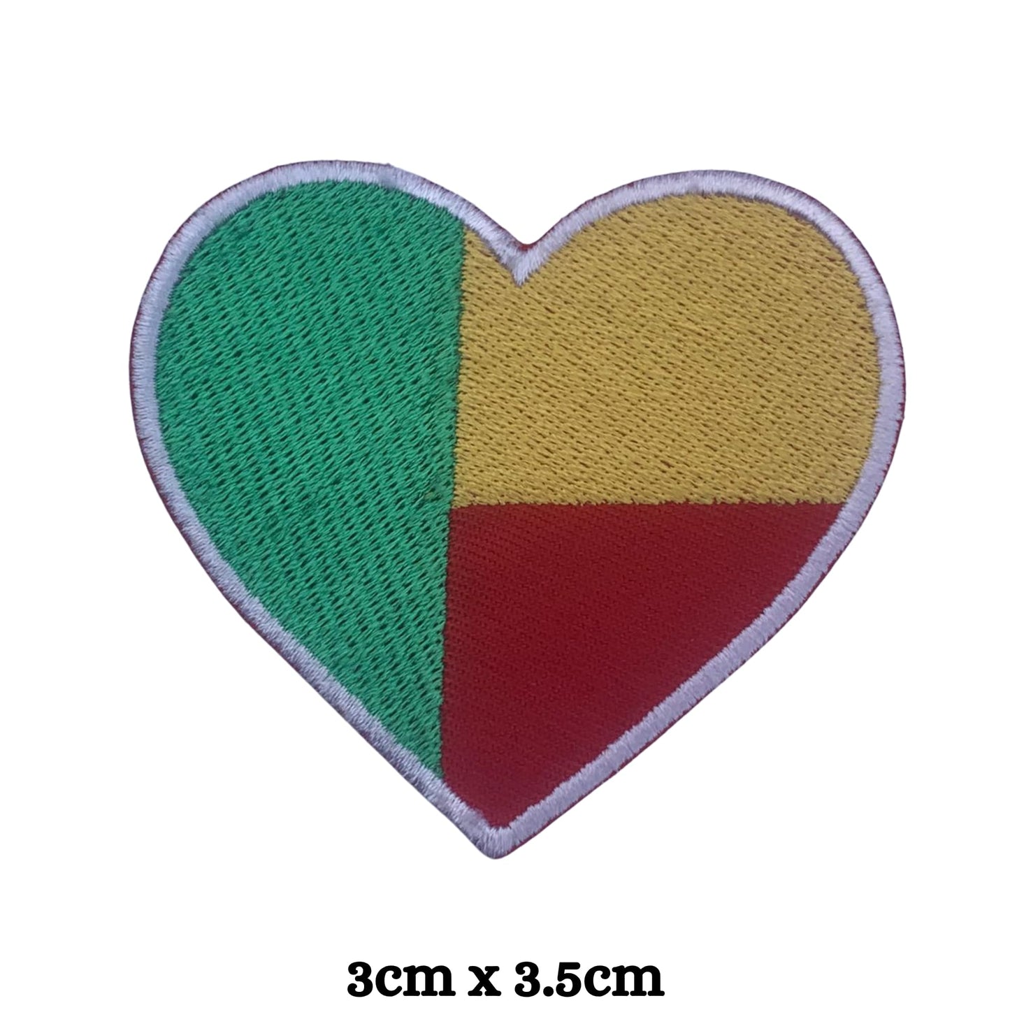 BeBuz Benin Flag Embroidered Patches, Iron-On/Sew-On Applique, Shield, Round, Heart and Rectangle Flag Badges for Jackets, Bags, Uniforms, Various Sizes