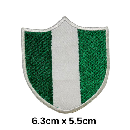 Nigeria Flag Embroidered Patch Set, Iron-On or Sew-On Applique Badges, Rectangle Shield Round Heart Shapes, for Jackets, Backpacks, Hats, Uniforms and Various Sizes
