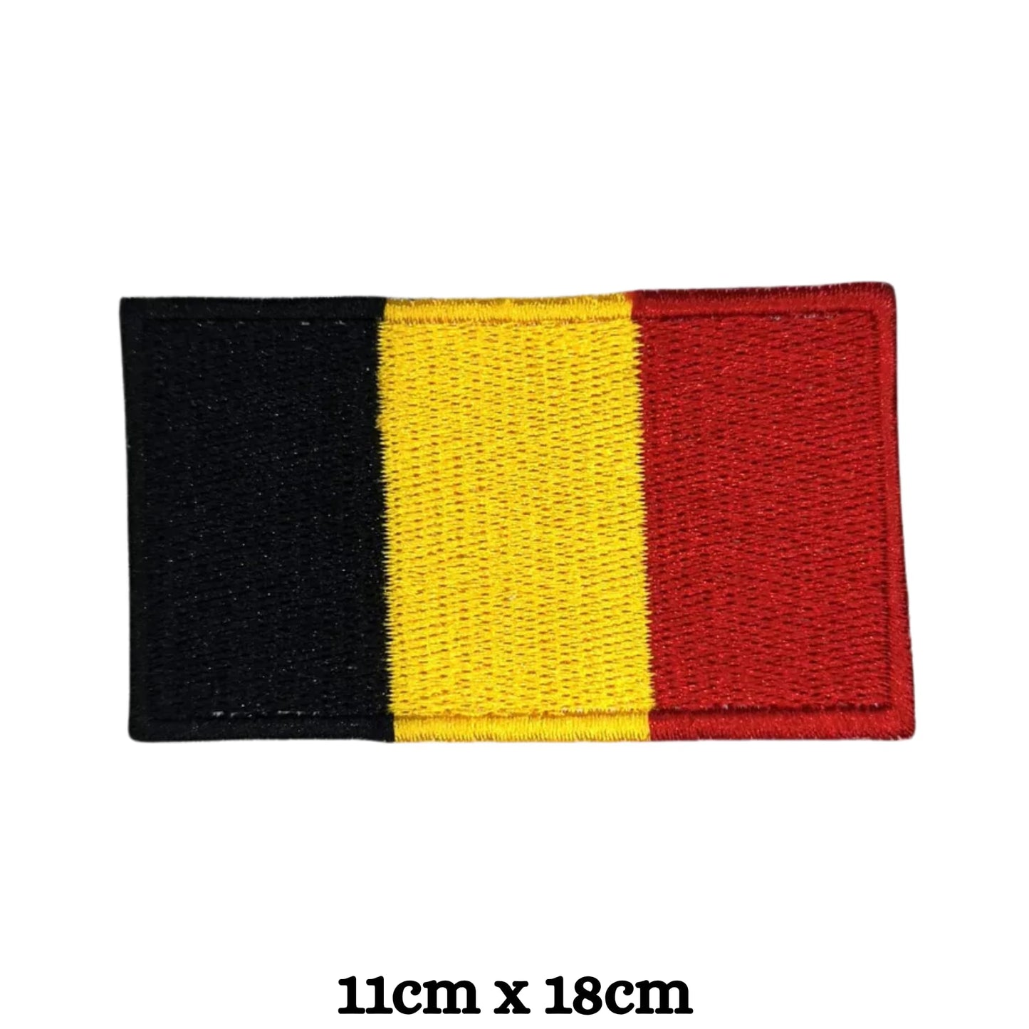 Belgium Flag Embroidered Patches, Iron-On/Sew-On Applique, Shield, Round, Heart and Rectangle Flag Badges for Jackets, Bags, Uniforms, Various Sizes