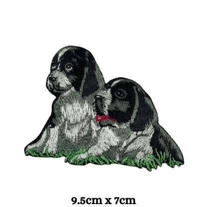 Dog Pair Embroidery Iron-On Patches for Clothing Sew-On Applique for DIY Crafts Denim Jackets Jeans Backpacks