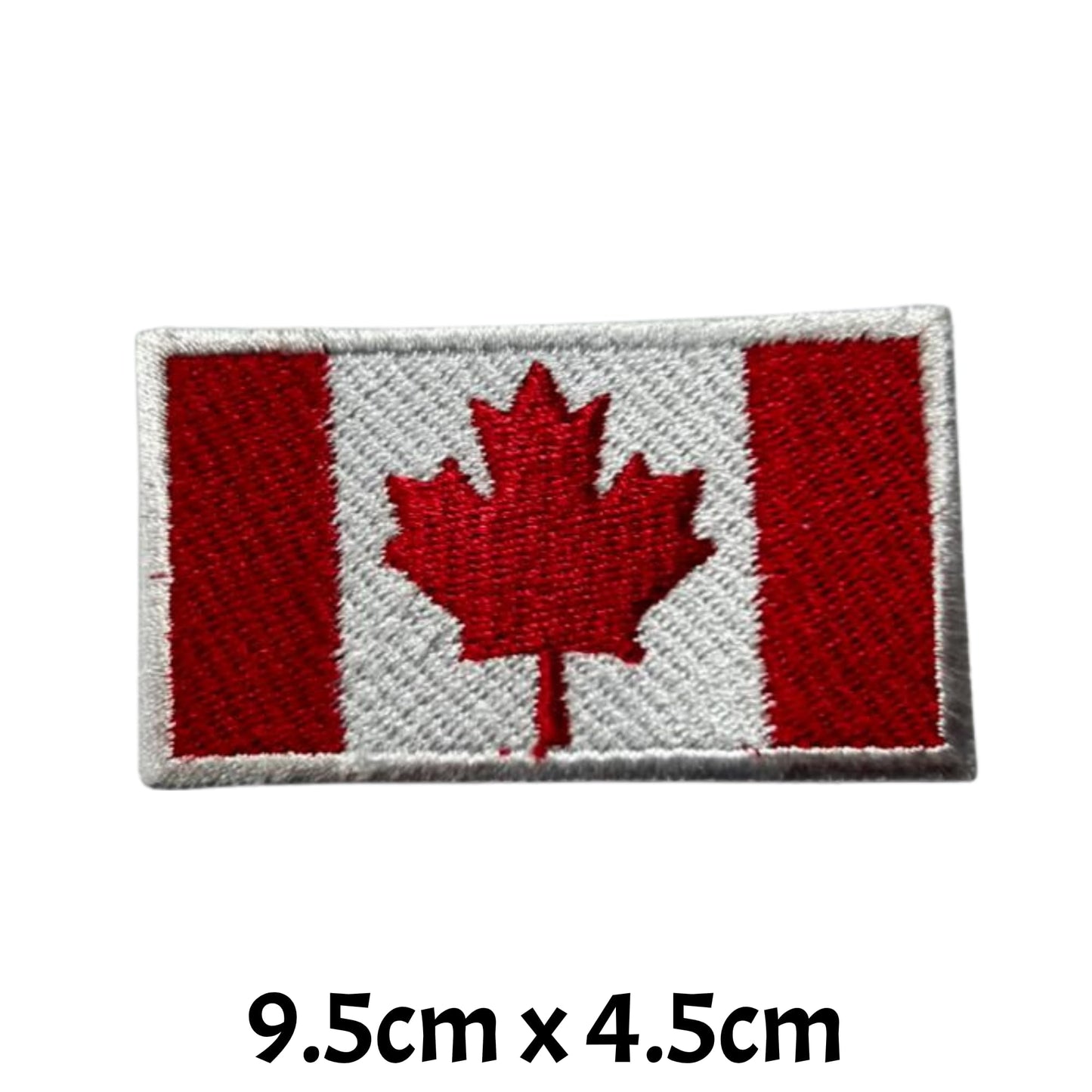 Canada Flag Embroidered Patches, Iron-On/Sew-On Applique, Shield, Round, Heart and Rectangle Flag Badges for Jackets, Bags, Uniforms, Various Sizes