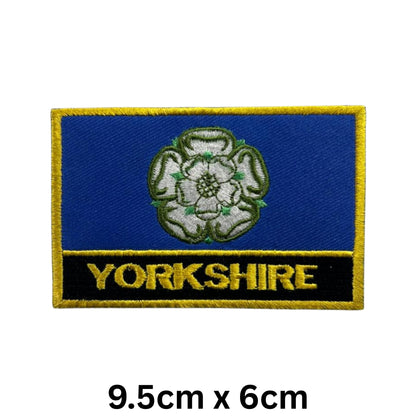 UK County Flag Patch 9.5cm x 6cm Embroidered Iron On/Sew On Badge Durable Fabric Applique for Jackets, Backpacks, Hats, and Clothing