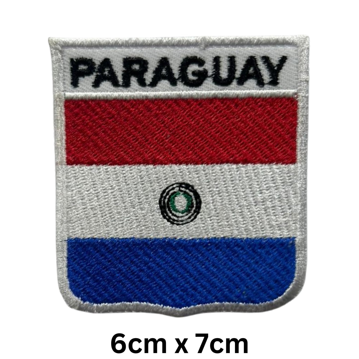 Paraguay Flag Embroidered Patches, Iron-On/Sew-On Applique, Shield, Round, Heart and Rectangle Flag Badges for Jackets, Bags, Uniforms, Various Sizes