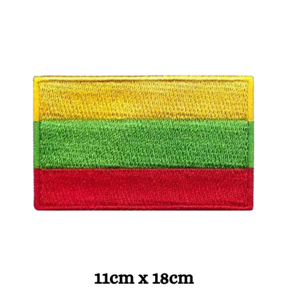 Lithuania Flag Embroidered Patch Set, Iron-On or Sew-On Applique Badges, Rectangle Shield Round Heart Shapes, for Jackets, Backpacks, Hats, Uniforms and Various Sizes