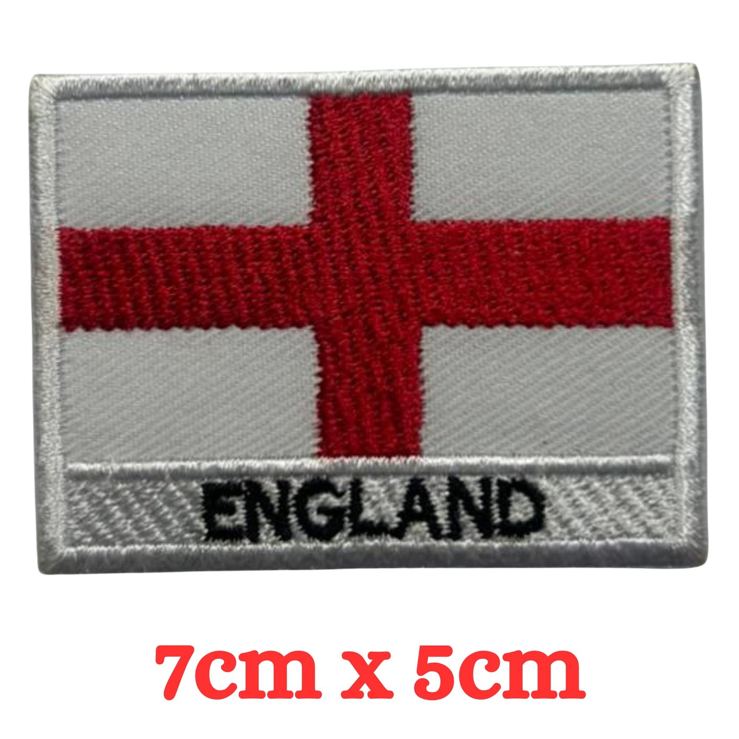 England Flag Embroidered Patches, Iron-On/Sew-On Applique, Shield, Round, Heart and Rectangle UK Flag Badges for Jackets, Bags, Uniforms, Various Sizes