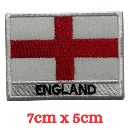 England Flag Embroidered Patches, Iron-On/Sew-On Applique, Shield, Round, Heart and Rectangle UK Flag Badges for Jackets, Bags, Uniforms, Various Sizes