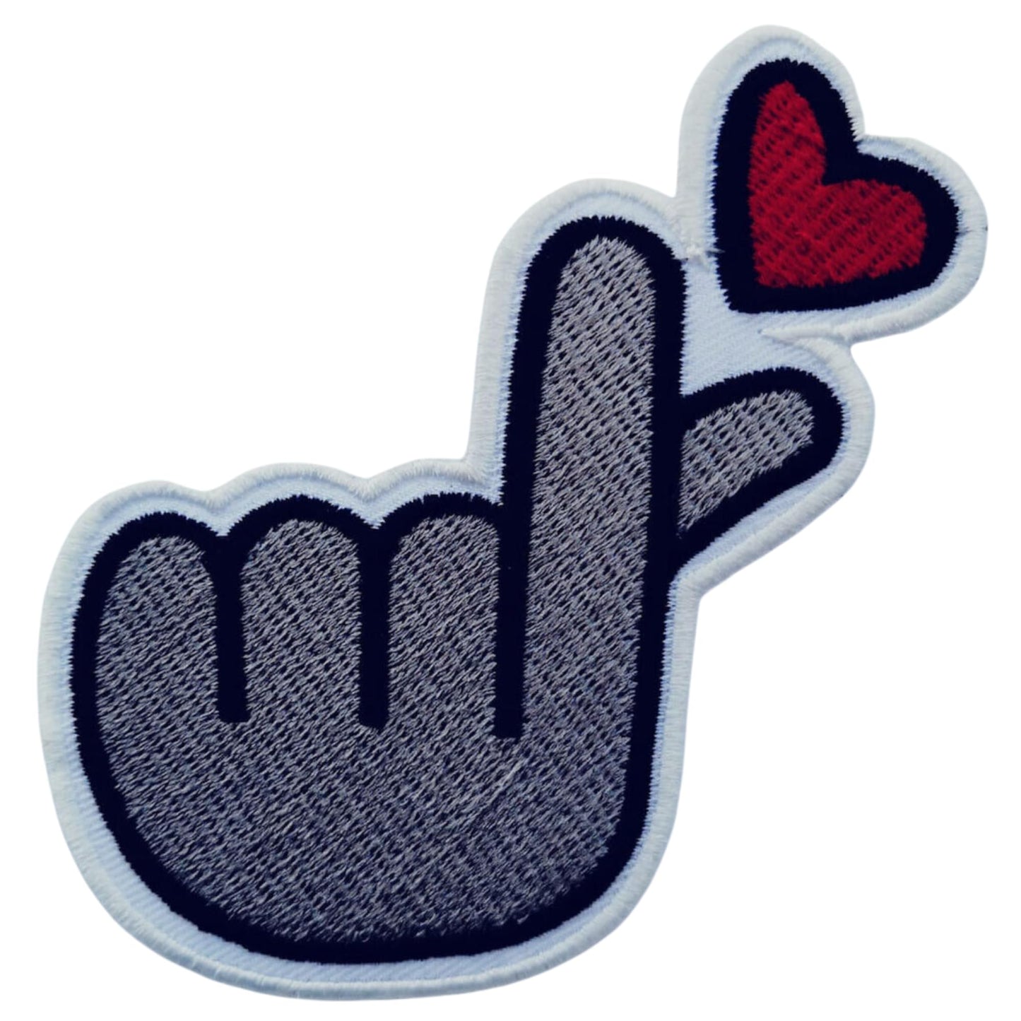 Korean Finger Heart Embroidery Iron-On Patches for Clothing Sew-On Applique for DIY Crafts Denim Jackets Jeans Backpacks
