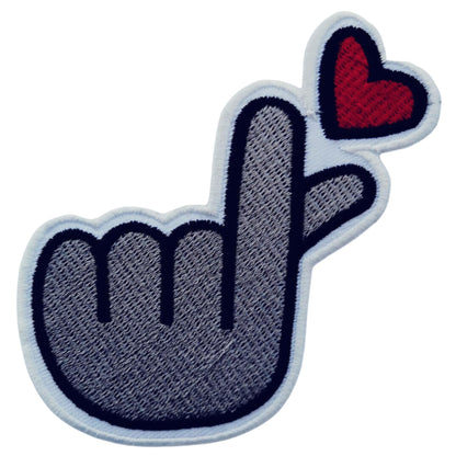 Korean Finger Heart Embroidery Iron-On Patches for Clothing Sew-On Applique for DIY Crafts Denim Jackets Jeans Backpacks