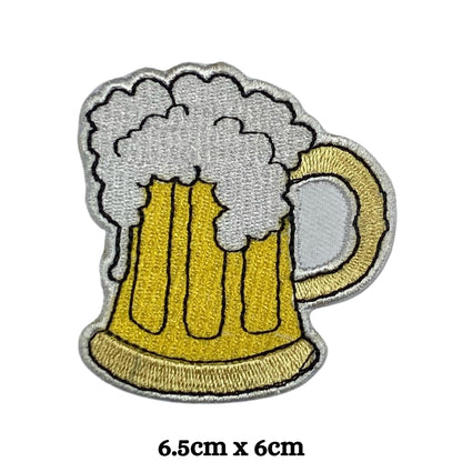 Beer Drink Celebration Embroidery Iron-On Patches for Clothing Sew-On Applique for DIY Crafts Denim Jackets Jeans Backpacks