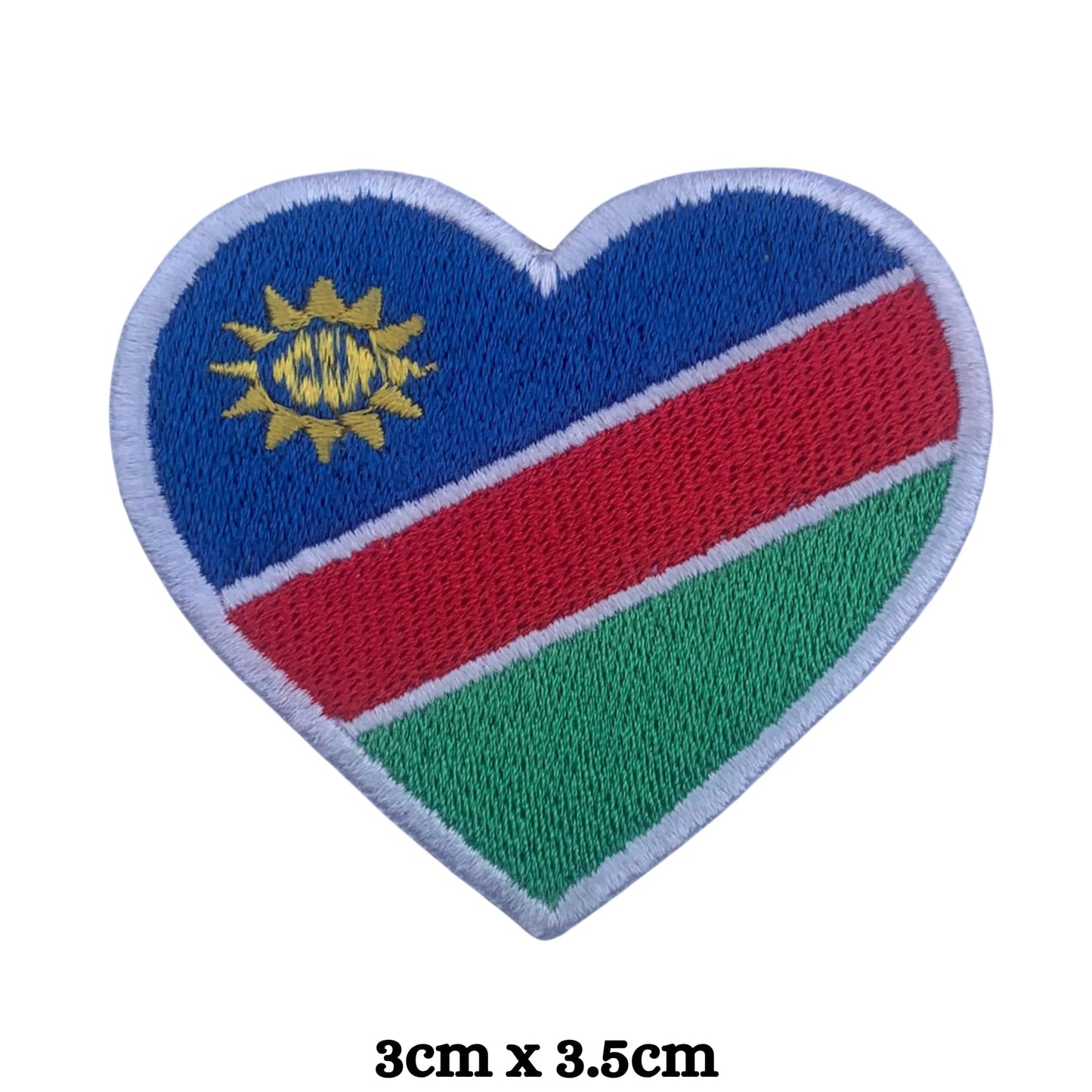 Namibia Flag Embroidered Patch Set, Iron-On or Sew-On Applique Badges, Rectangle Shield Round Heart Shapes, for Jackets, Backpacks, Hats, Uniforms and Various Sizes