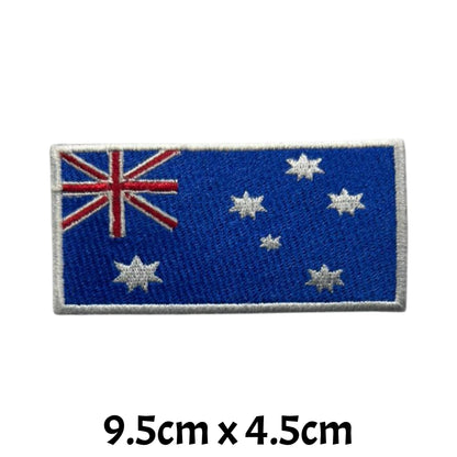 Australia Flag Embroidered Patches, Iron-On/Sew-On Applique, Shield, Round, Heart and Rectangle Flag Badges for Jackets, Bags, Uniforms, Various Sizes