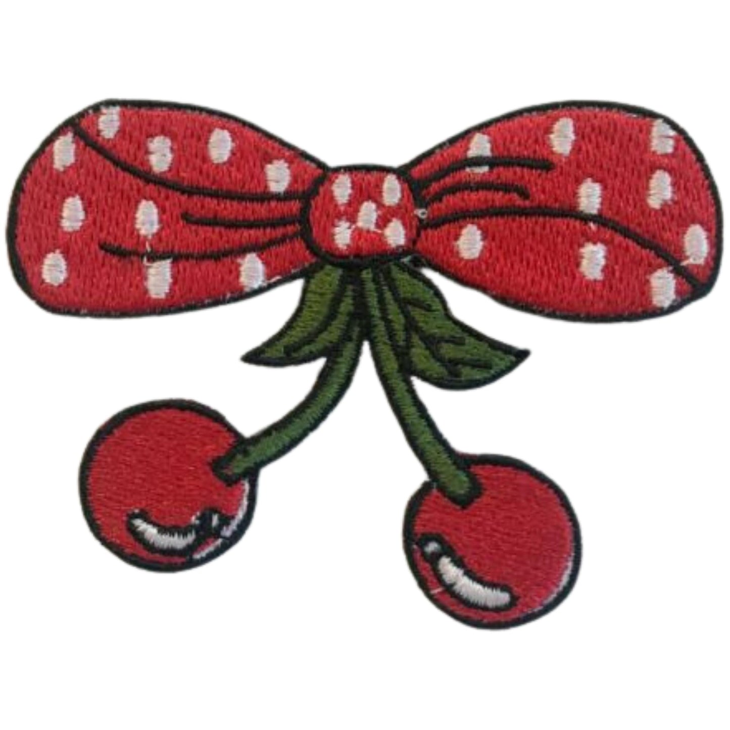 Polka Dot Cherry Bow Embroidery Iron-On Patches for Clothing Sew-On Applique for DIY Crafts Denim Jackets Jeans Backpacks