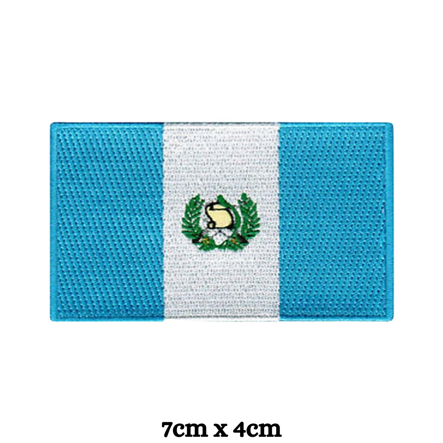 Guatemala Flag Embroidered Patch Set, Iron-On or Sew-On Applique Badges, Rectangle Shield Round Heart Shapes, for Jackets, Backpacks, Hats, Uniforms and Various Sizes