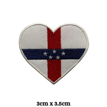 Antilles Flag Embroidered Patch Set, Iron-On or Sew-On Applique Badges, Rectangle Shield Round Heart Shapes, for Jackets, Backpacks, Hats, Uniforms and Various Sizes