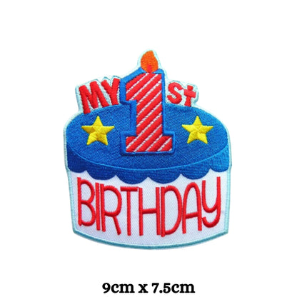 My 1st Birthday Embroidery Iron-On Patches for Clothing Sew-On Applique for DIY Crafts Denim Jackets Jeans Backpacks
