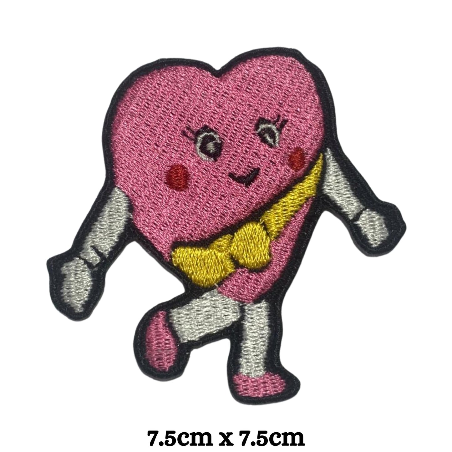 Walking Heart Embroidery Iron-On Patches for Clothing Sew-On Applique for DIY Crafts Denim Jackets Jeans Backpacks