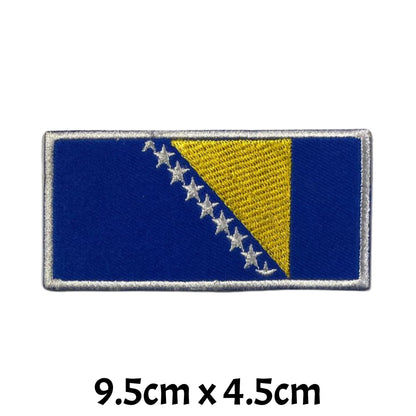 BeBuz Bosnia Flag Embroidered Patch – Iron On or Sew On Bosnian Badge – Choose Your Shape & Size – Rectangle, Shield, Round, Heart – Bosnia and Herzegovina Patch for Jacket, Backpack, Hat, Clothing