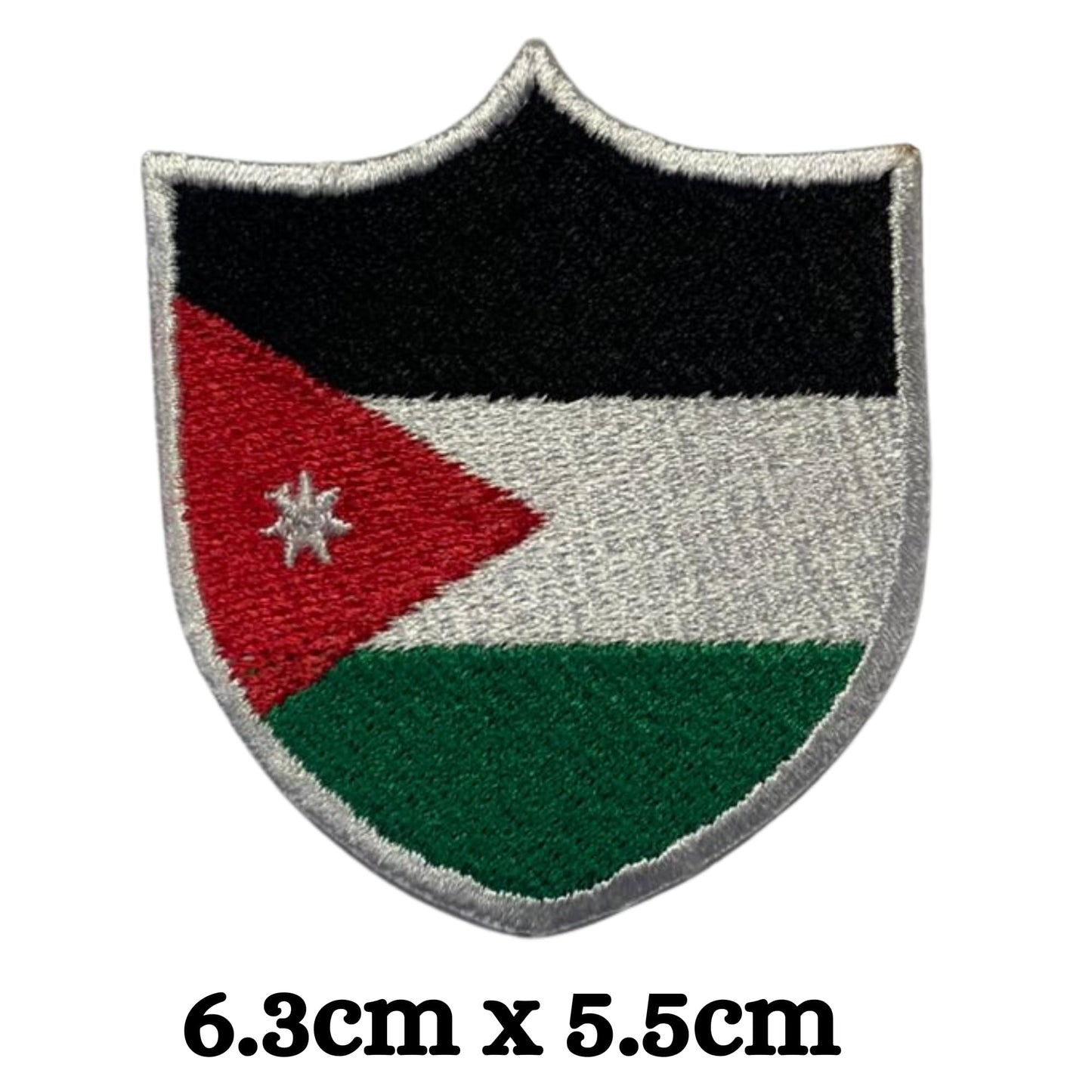 Jordan Flag Embroidered Patches, Iron-On/Sew-On Applique, Shield, Round, Heart and Rectangle Flag Badges for Jackets, Bags, Uniforms, Various Sizes