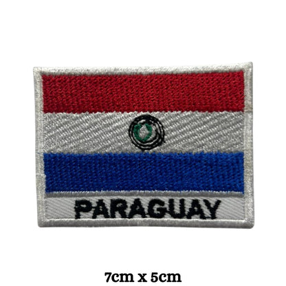 Paraguay Flag Embroidered Patches, Iron-On/Sew-On Applique, Shield, Round, Heart and Rectangle Flag Badges for Jackets, Bags, Uniforms, Various Sizes
