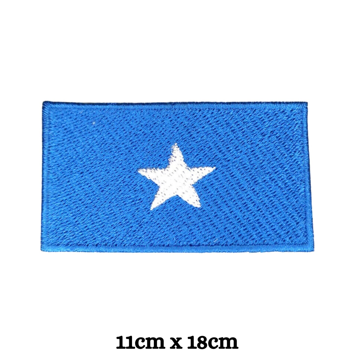 Somalia Flag Embroidered Patch Set, Iron-On or Sew-On Applique Badges, Rectangle Shield Round Heart Shapes, for Jackets, Backpacks, Hats, Uniforms and Various Sizes
