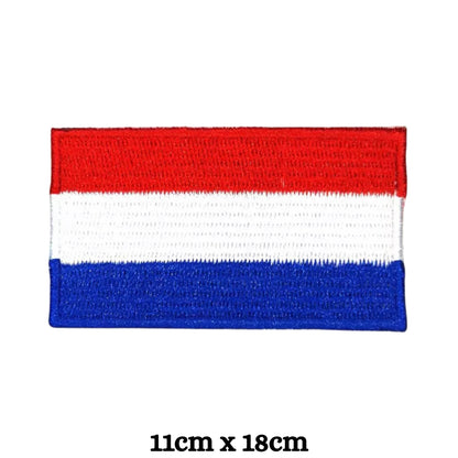 BeBuz Netherlands Flag Embroidered Patches, Iron-On/Sew-On Applique, Shield, Round, Heart and Rectangle Flag Badges for Jackets, Bags, Uniforms, Various Sizes