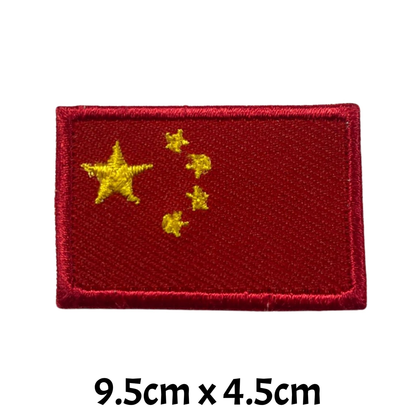 China Flag Embroidered Patch Set, Iron-On or Sew-On Applique Badges, Rectangle Shield Round Heart Shapes, for Jackets, Backpacks, Hats, Uniforms and Various Sizes