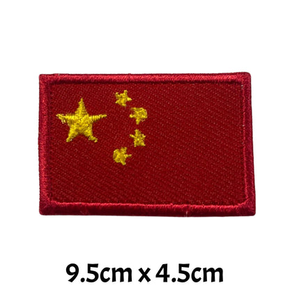 China Flag Embroidered Patch Set, Iron-On or Sew-On Applique Badges, Rectangle Shield Round Heart Shapes, for Jackets, Backpacks, Hats, Uniforms and Various Sizes