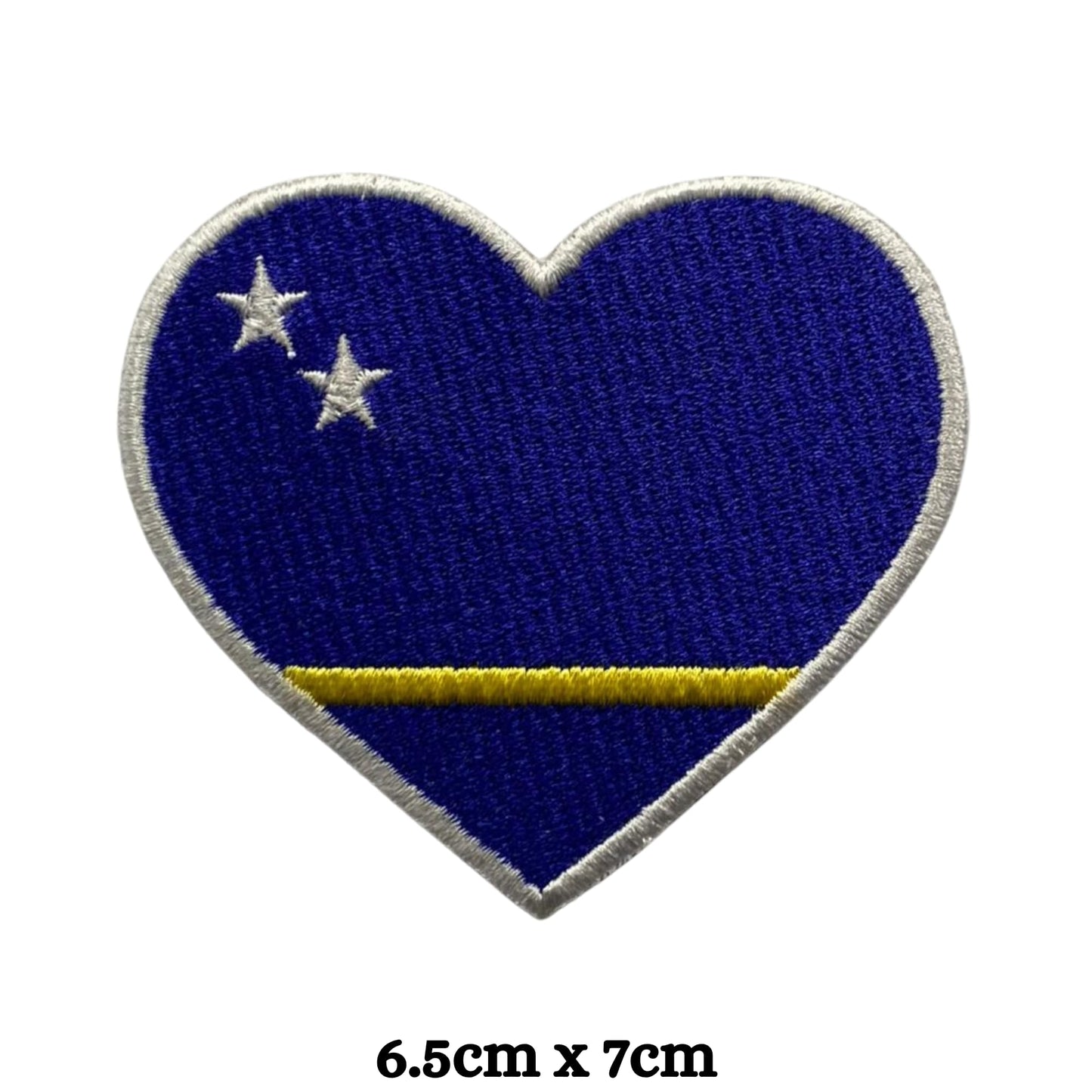 Curacao Flag Embroidered Patches, Iron-On/Sew-On Applique, Shield, Round, Heart and Rectangle Flag Badges for Jackets, Bags, Uniforms, Various Sizes