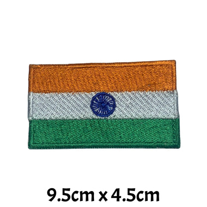 India Flag Embroidered Patch Set, Iron-On or Sew-On Applique Badges, Rectangle Shield Round Heart Shapes, for Jackets, Backpacks, Hats, Uniforms and Various Sizes
