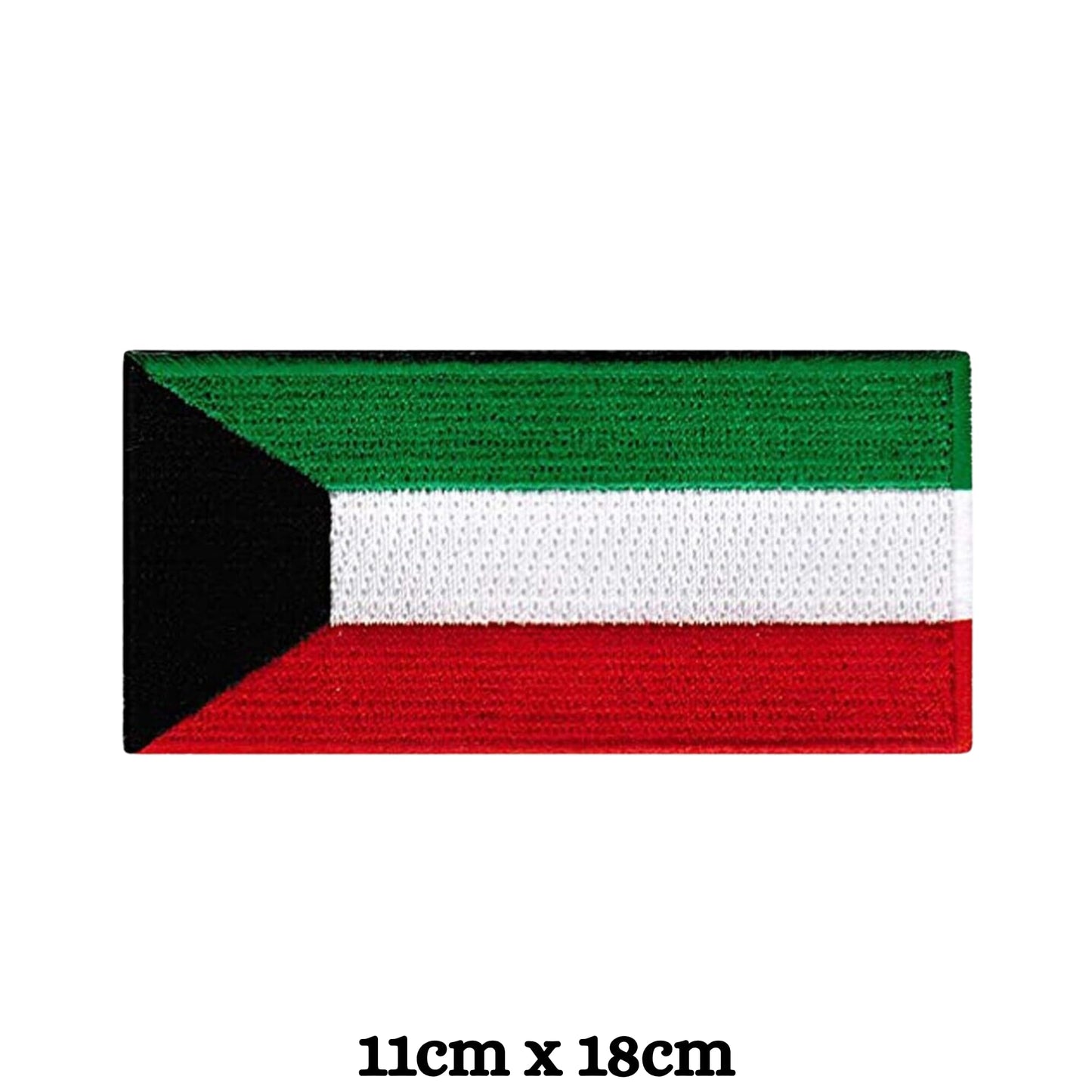 Kuwait Flag Embroidered Patch Set, Iron-On or Sew-On Applique Badges, Rectangle Shield Round Heart Shapes, for Jackets, Backpacks, Hats, Uniforms and Various Sizes