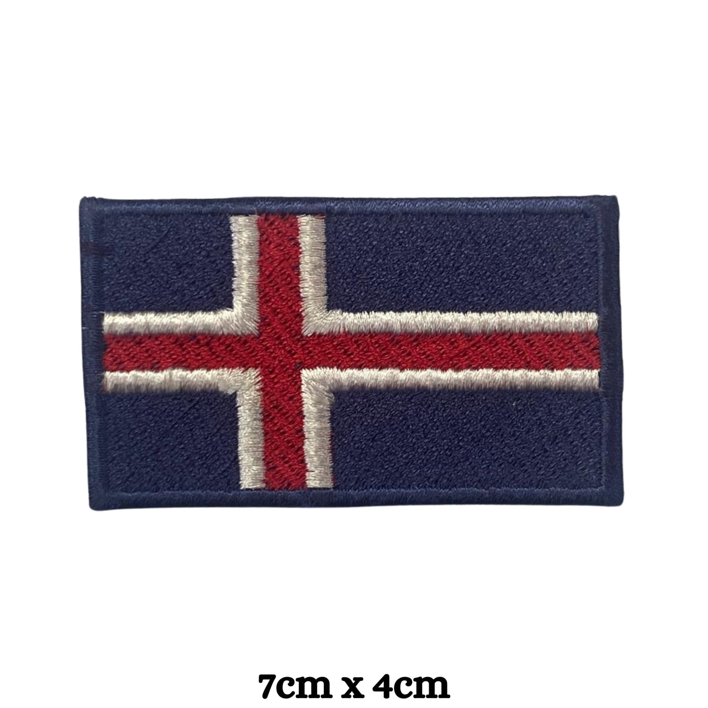 Iceland Flag Embroidered Patch Set, Iron-On or Sew-On Applique Badges, Rectangle Shield Round Heart Shapes, for Jackets, Backpacks, Hats, Uniforms and Various Sizes