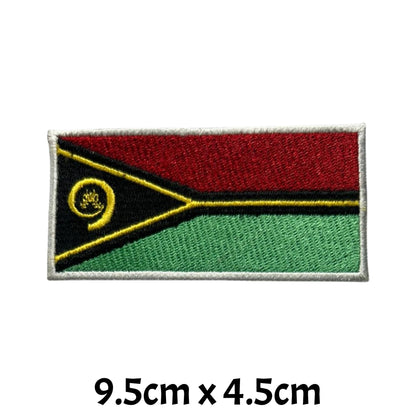 Vanuatu Flag Embroidered Patch Set, Iron-On or Sew-On Applique Badges, Rectangle Shield Round Heart Shapes, for Jackets, Backpacks, Hats, Uniforms and Various Sizes
