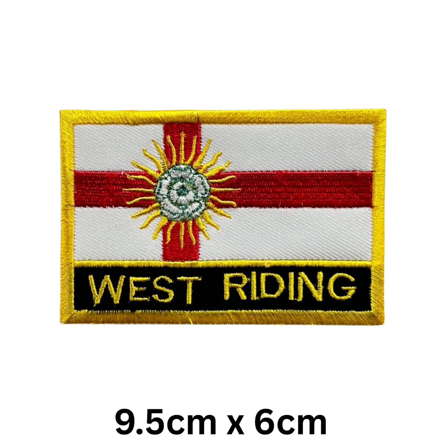 UK County Flag Patch 9.5cm x 6cm Embroidered Iron On/Sew On Badge Durable Fabric Applique for Jackets, Backpacks, Hats, and Clothing