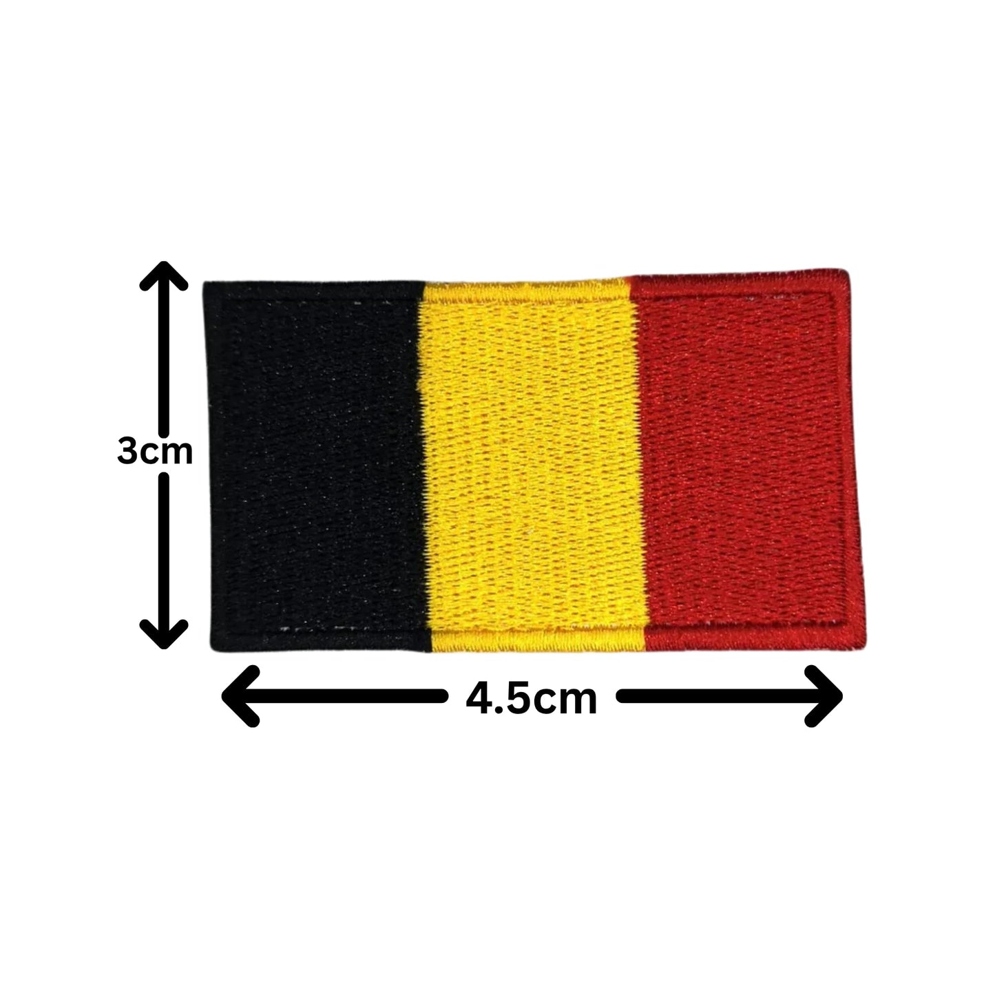 Belgium Flag Embroidered Patches, Iron-On/Sew-On Applique, Shield, Round, Heart and Rectangle Flag Badges for Jackets, Bags, Uniforms, Various Sizes