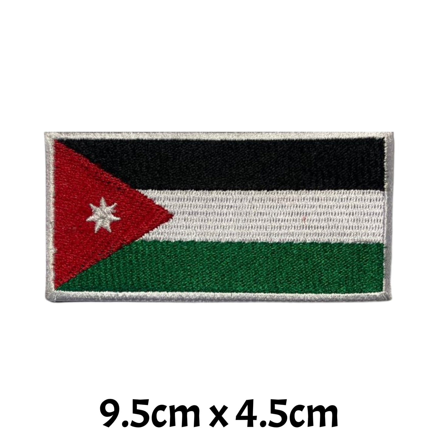 Jordan Flag Embroidered Patches, Iron-On/Sew-On Applique, Shield, Round, Heart and Rectangle Flag Badges for Jackets, Bags, Uniforms, Various Sizes