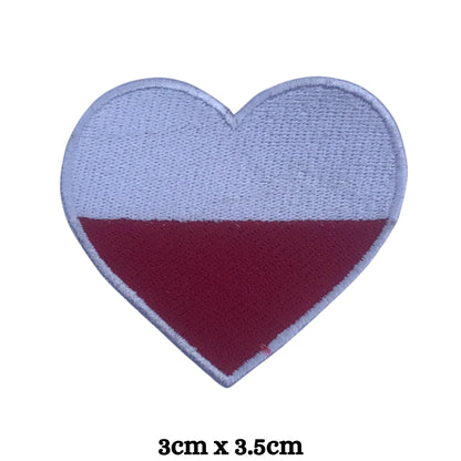 BeBuz Poland Flag Embroidered Patches, Iron-On/Sew-On Applique, Shield, Round, Heart and Rectangle Flag Badges for Jackets, Bags, Uniforms, Various Sizes