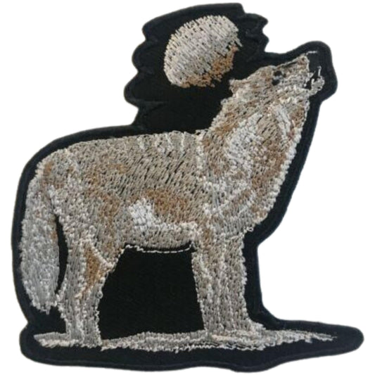 Wolf with Full Moon Embroidery Iron-On Patches for Clothing Sew-On Applique for DIY Crafts Denim Jackets Jeans Backpacks