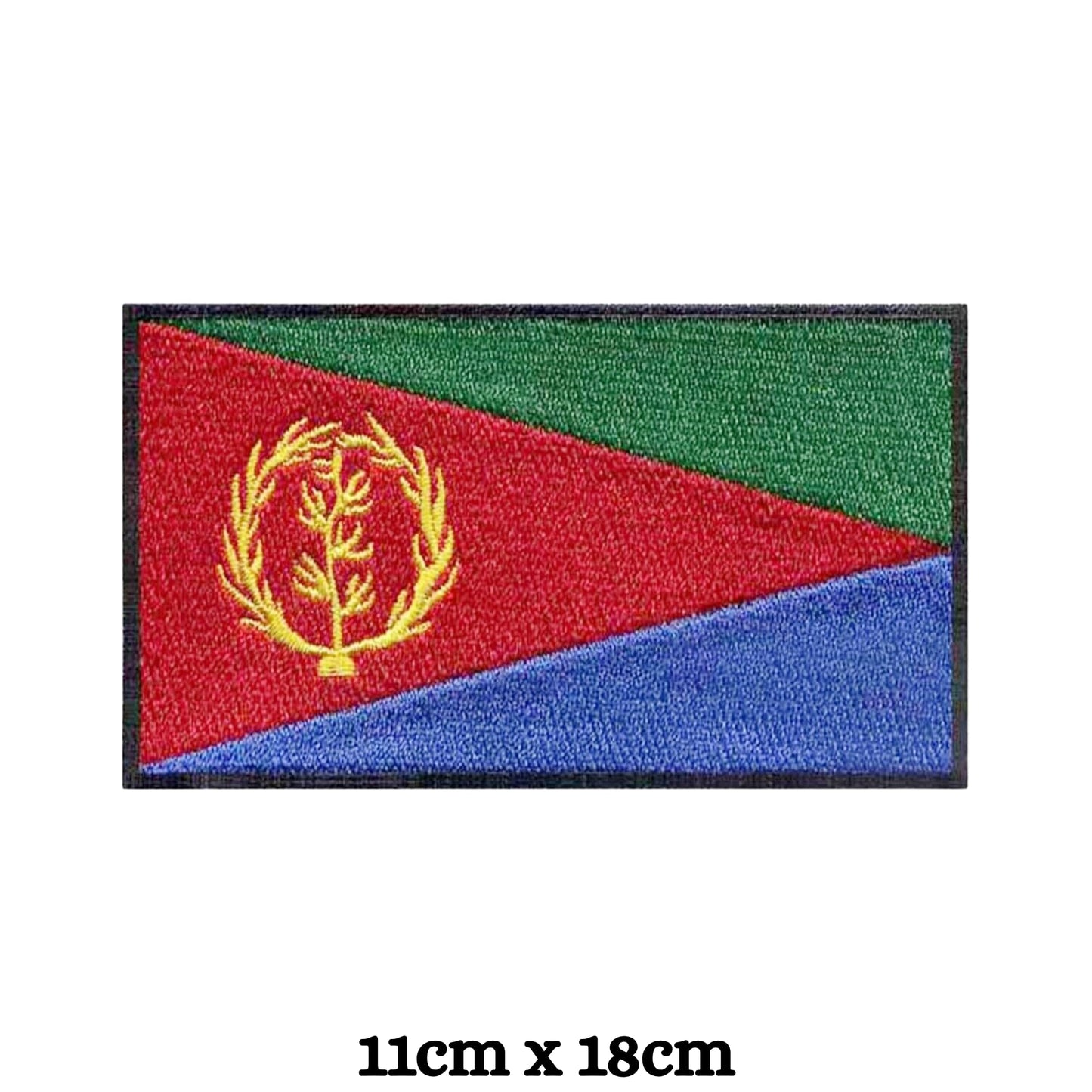 Eritrea Flag Embroidered Patch Set, Iron-On or Sew-On Applique Badges, Rectangle Shield Round Heart Shapes, for Jackets, Backpacks, Hats, Uniforms and Various Sizes