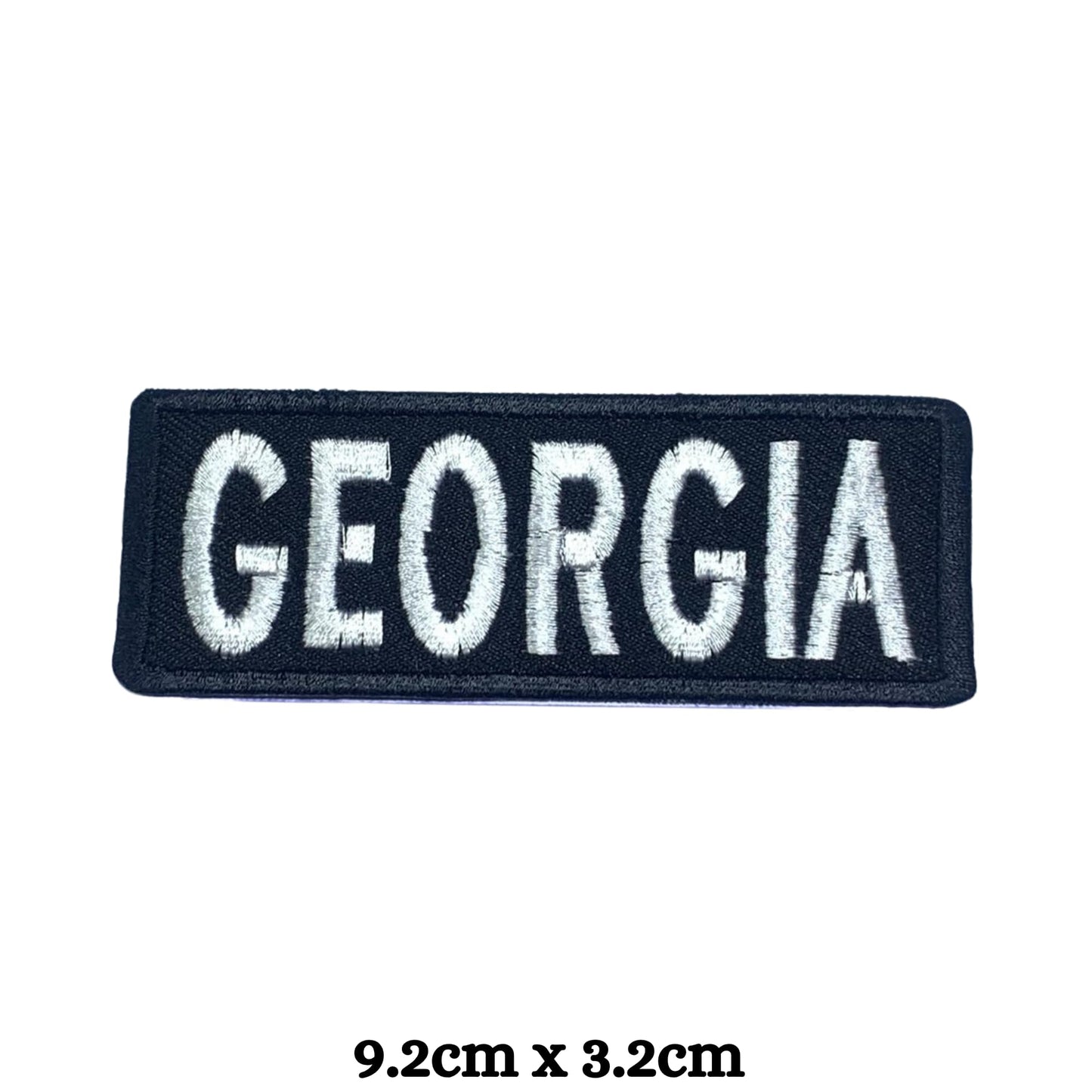 Georgia Flag Embroidered Patch Set, Iron-On or Sew-On Applique Badges, Rectangle Shield Round Heart Shapes, for Jackets, Backpacks, Hats, Uniforms and Various Sizes