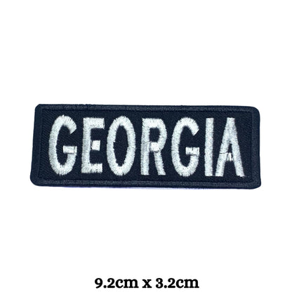 Georgia Flag Embroidered Patch Set, Iron-On or Sew-On Applique Badges, Rectangle Shield Round Heart Shapes, for Jackets, Backpacks, Hats, Uniforms and Various Sizes
