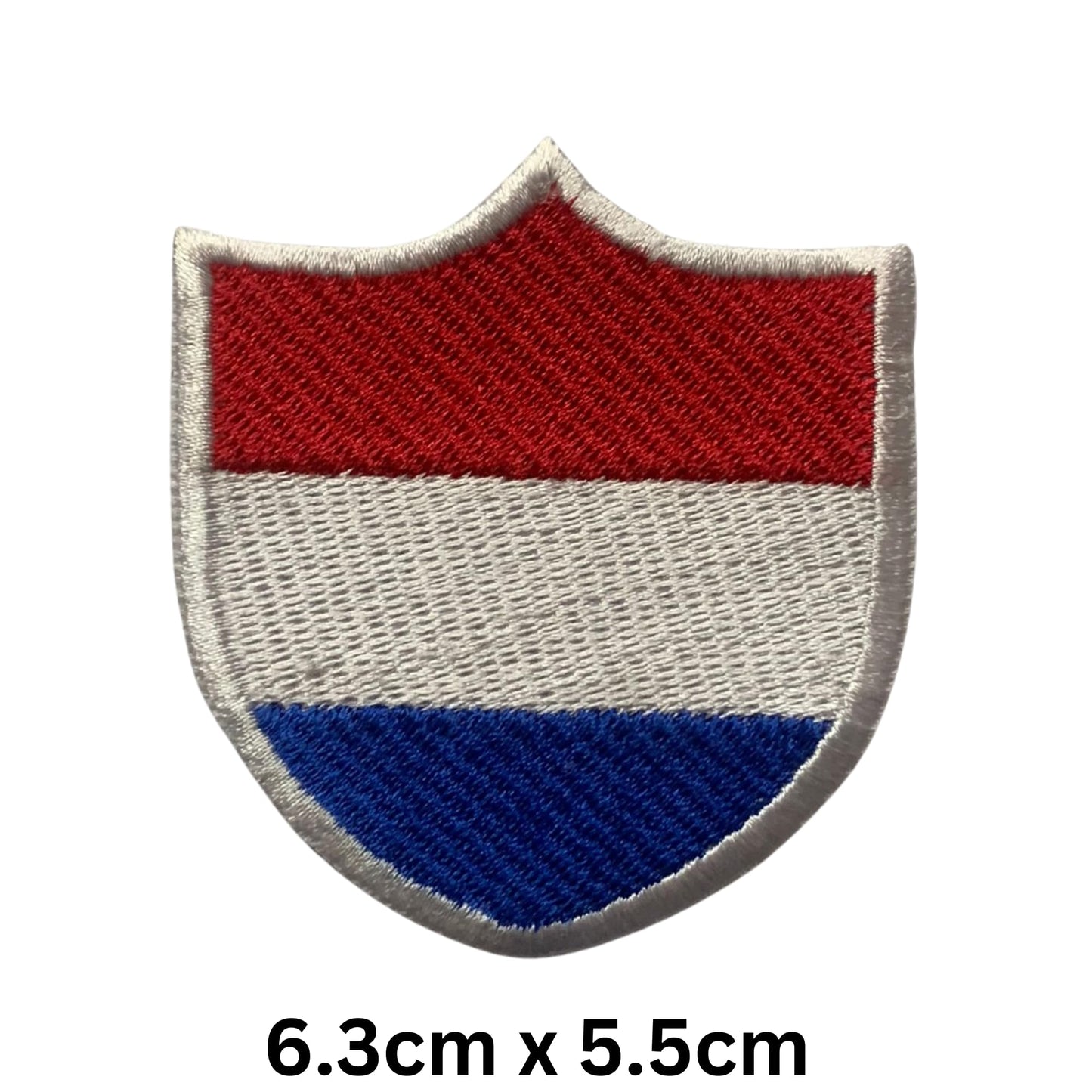 BeBuz Netherlands Flag Embroidered Patches, Iron-On/Sew-On Applique, Shield, Round, Heart and Rectangle Flag Badges for Jackets, Bags, Uniforms, Various Sizes